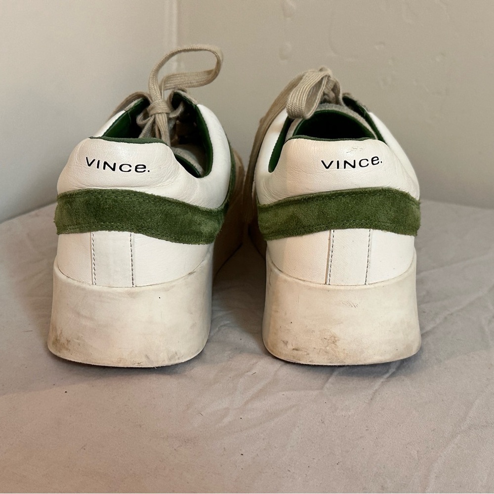 Vince Women’s Leather & Suede Low-Top Sneakers | Green & White Retro 8.5 - Picture 6 of 9